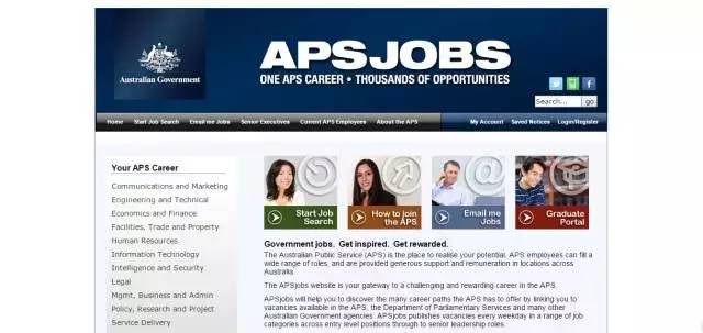 Giao diện của website APSJOBS giúp bạn tìm việc ở Úc