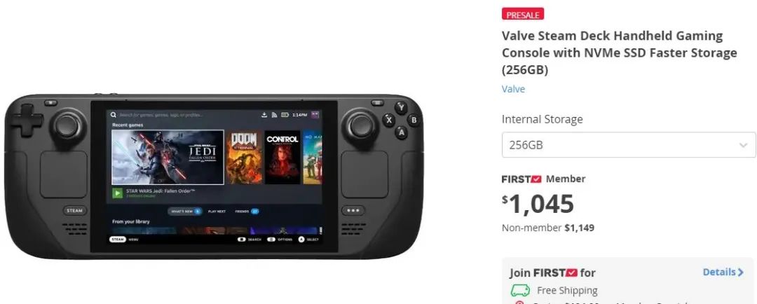 预售Valve Steam Deck掌机啦！64GB $859, 256GB $1045，512GB $1299 